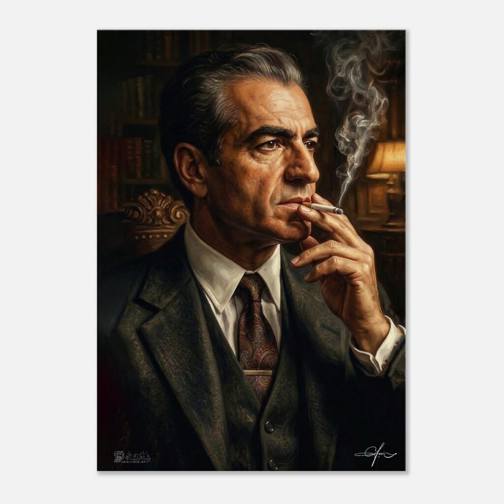 Mohammad Reza Pahlavi Portrait Canvas Print – Persian Royal Historic Decor — detail 3