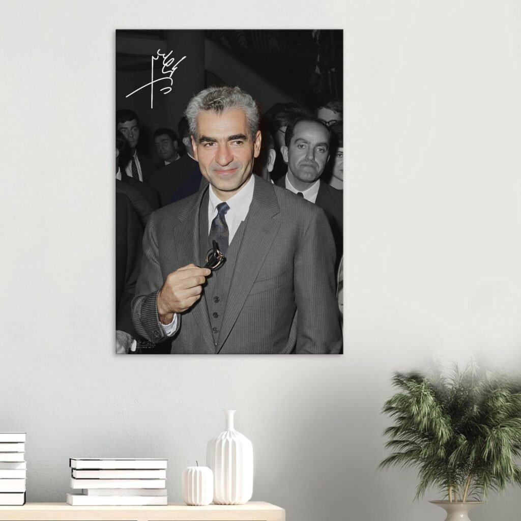 Mohammad Reza Pahlavi Portrait Canvas Wall Art – Persian Royal Decor — detail 2