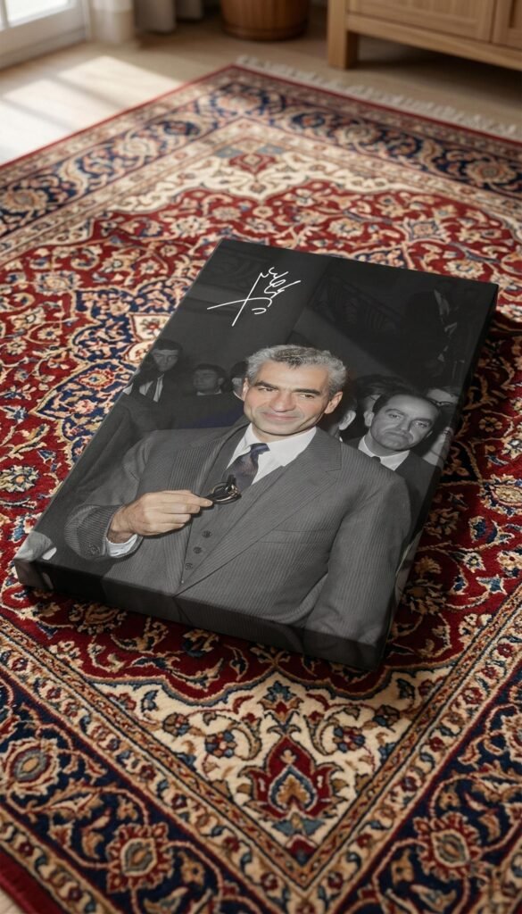 Mohammad Reza Pahlavi Portrait Canvas Wall Art – Persian Royal Decor — detail 5