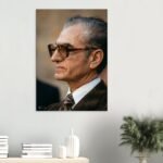 Mohammad Reza Pahlavi Profile Portrait Canvas Wall Art – Persian Royal Decor