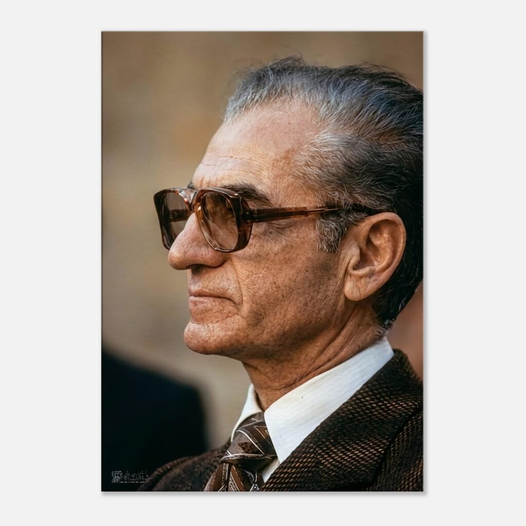 Mohammad Reza Pahlavi Profile Portrait Canvas Wall Art – Persian Royal Decor — detail 2