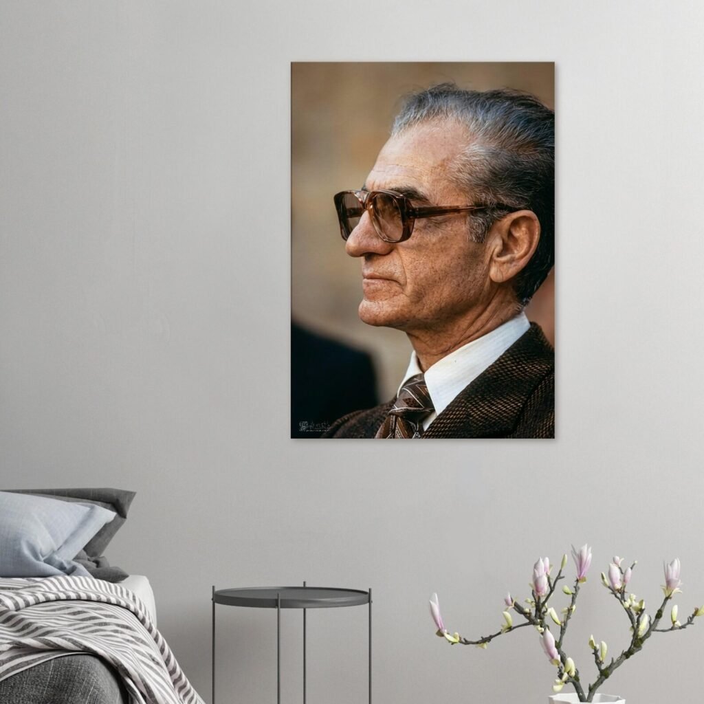 Mohammad Reza Pahlavi Profile Portrait Canvas Wall Art – Persian Royal Decor — detail 3