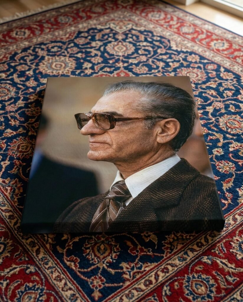 Mohammad Reza Pahlavi Profile Portrait Canvas Wall Art – Persian Royal Decor — detail 9