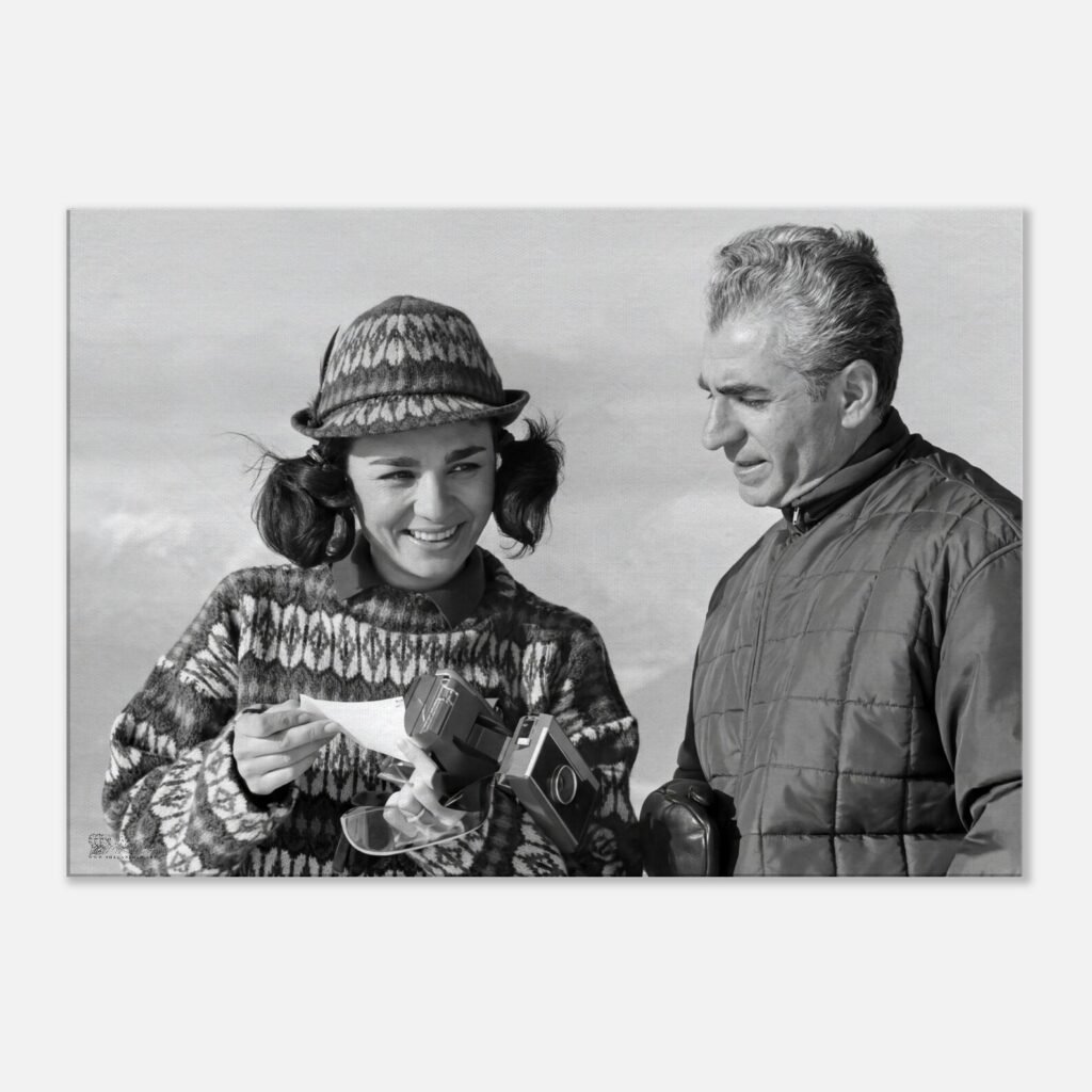 Mohammad Reza Shah and Empress Farah – Candid Winter Portrait Canvas — detail 5
