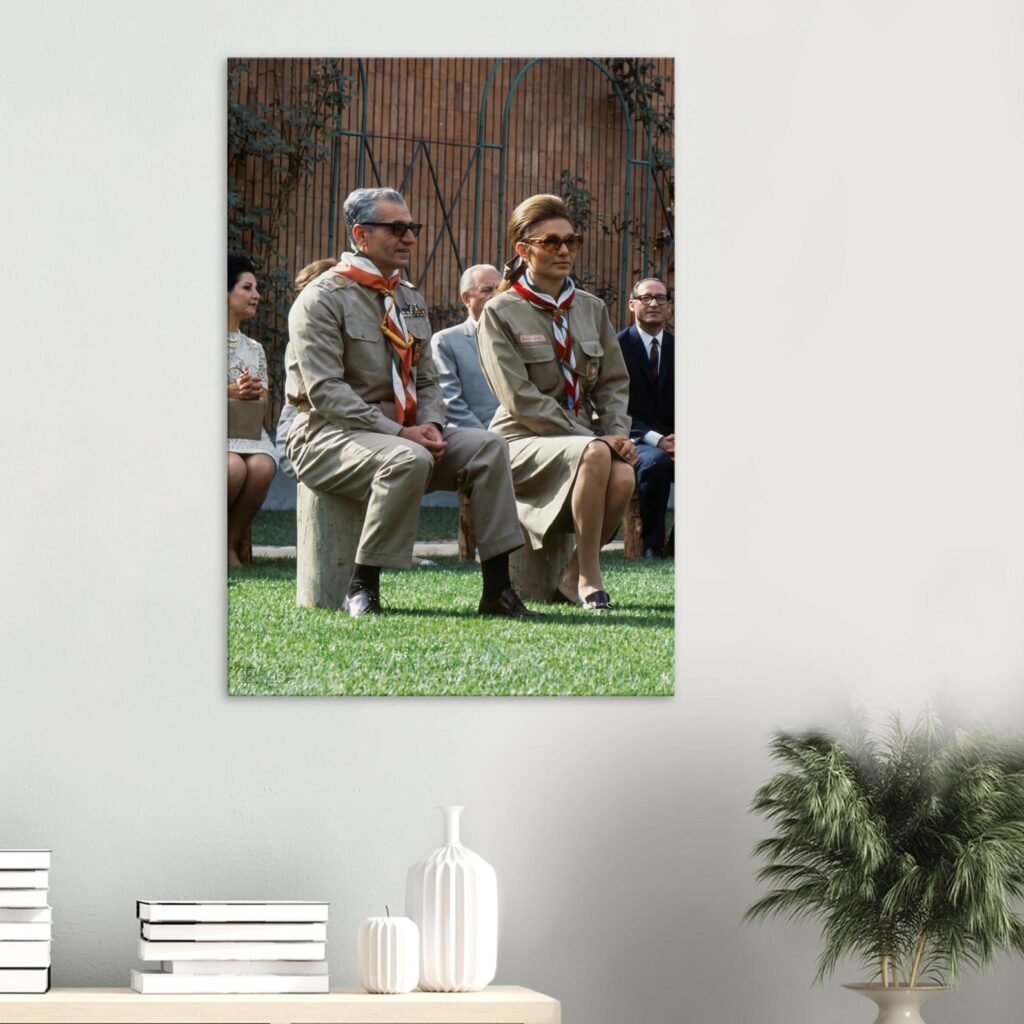 Mohammad Reza Shah and Empress Farah in Coordinated Outdoor Attire – Vintage Wall Art