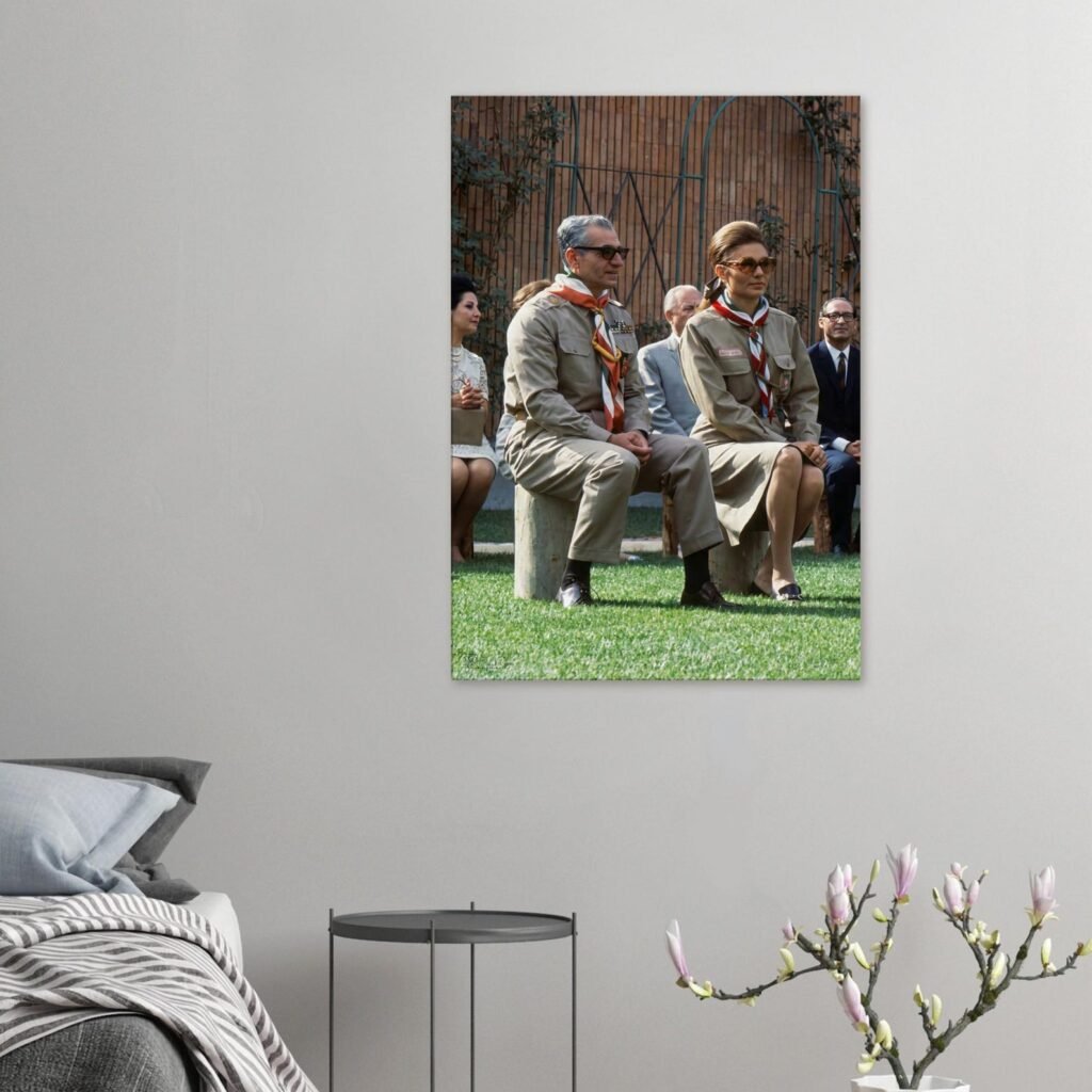 Mohammad Reza Shah and Empress Farah in Coordinated Outdoor Attire – Vintage Wall Art — detail 3