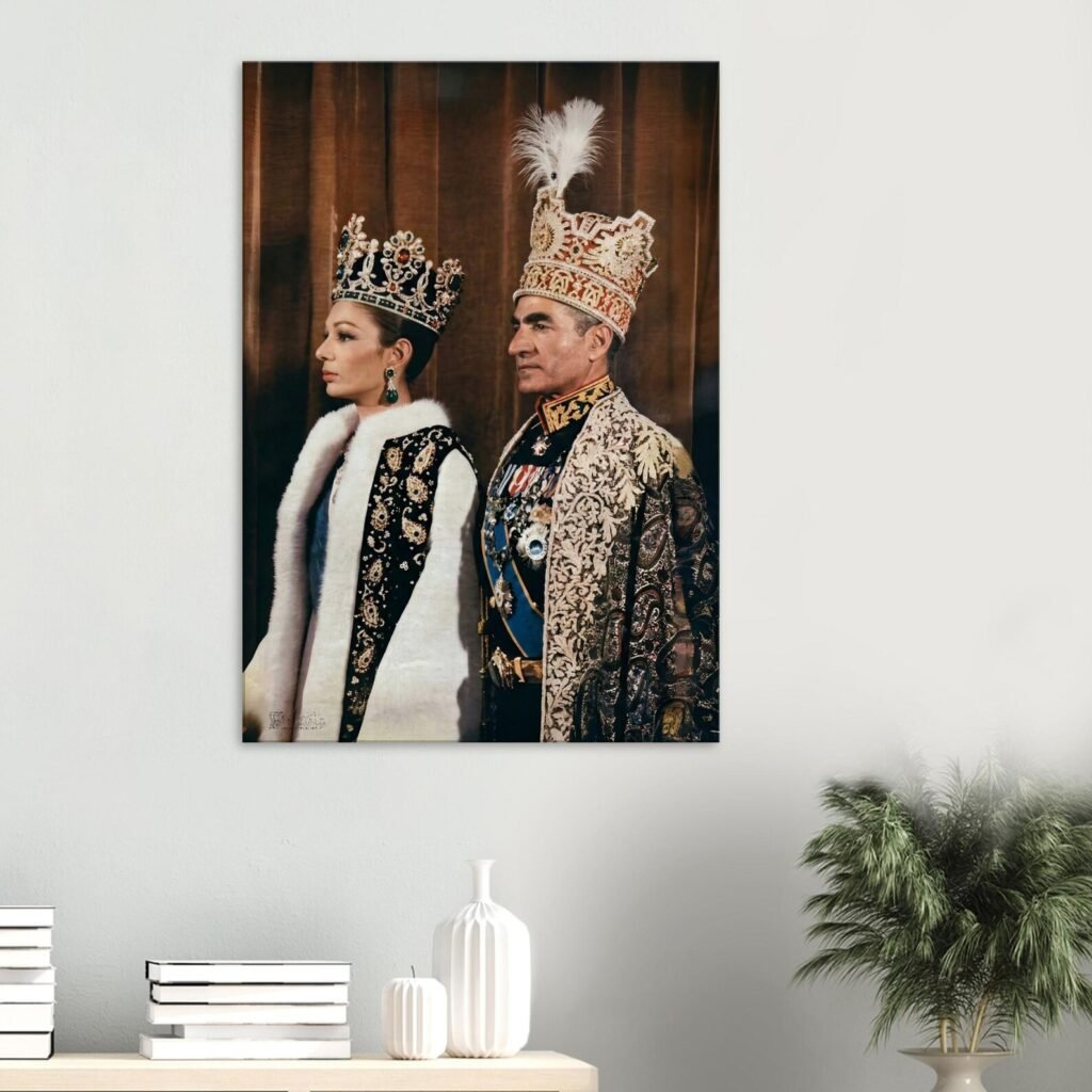 Mohammad Reza Shah and Empress Farah in Coronation Regalia – Historical Canvas Art