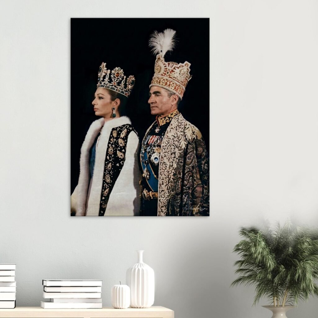 Mohammad Reza Shah and Empress Farah in Coronation Regalia – Historical Canvas Art