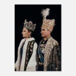 Mohammad Reza Shah and Empress Farah in Coronation Regalia – Historical Canvas Art — detail 2