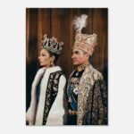 Mohammad Reza Shah and Empress Farah in Coronation Regalia – Historical Canvas Art — detail 3