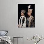 Mohammad Reza Shah and Empress Farah in Coronation Regalia – Historical Canvas Art — detail 3