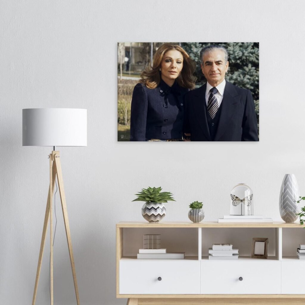 Mohammad Reza Shah and Empress Farah Pahlavi – Classic Portrait Canvas Art — detail 2