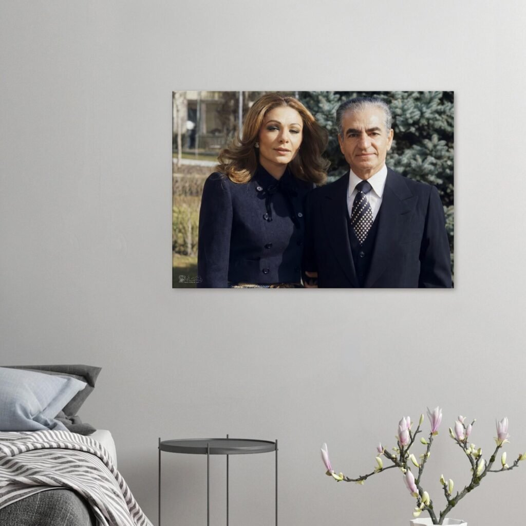 Mohammad Reza Shah and Empress Farah Pahlavi – Classic Portrait Canvas Art — detail 3