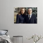 Mohammad Reza Shah and Empress Farah Pahlavi – Classic Portrait Canvas Art — detail 3