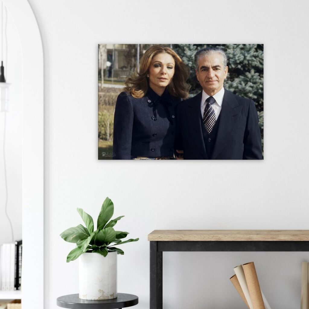 Mohammad Reza Shah and Empress Farah Pahlavi – Classic Portrait Canvas Art — detail 4
