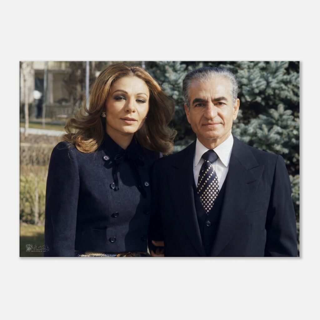 Mohammad Reza Shah and Empress Farah Pahlavi – Classic Portrait Canvas Art — detail 5