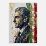 Mohammad Reza Shah and the Lion & Sun Flag Canvas Wall Art –Artistic Canvas Composition — detail 2