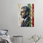 Mohammad Reza Shah and the Lion & Sun Flag Canvas Wall Art –Artistic Canvas Composition — detail 3