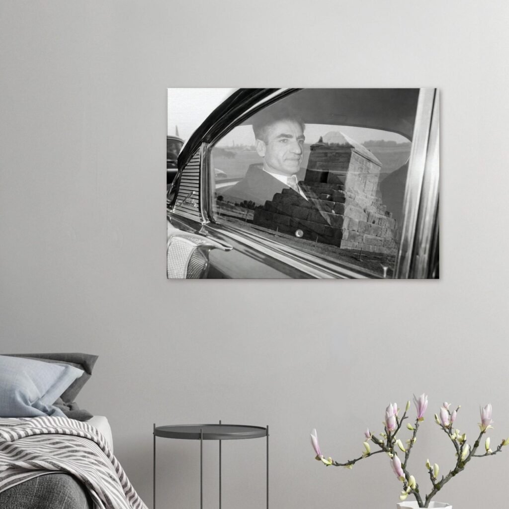 Mohammad Reza Shah Car Canvas Art – Pasargadae Reflection Historic Persian Decor