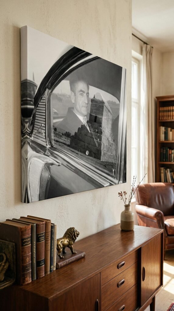Mohammad Reza Shah Car Canvas Art – Pasargadae Reflection Historic Persian Decor — detail 5