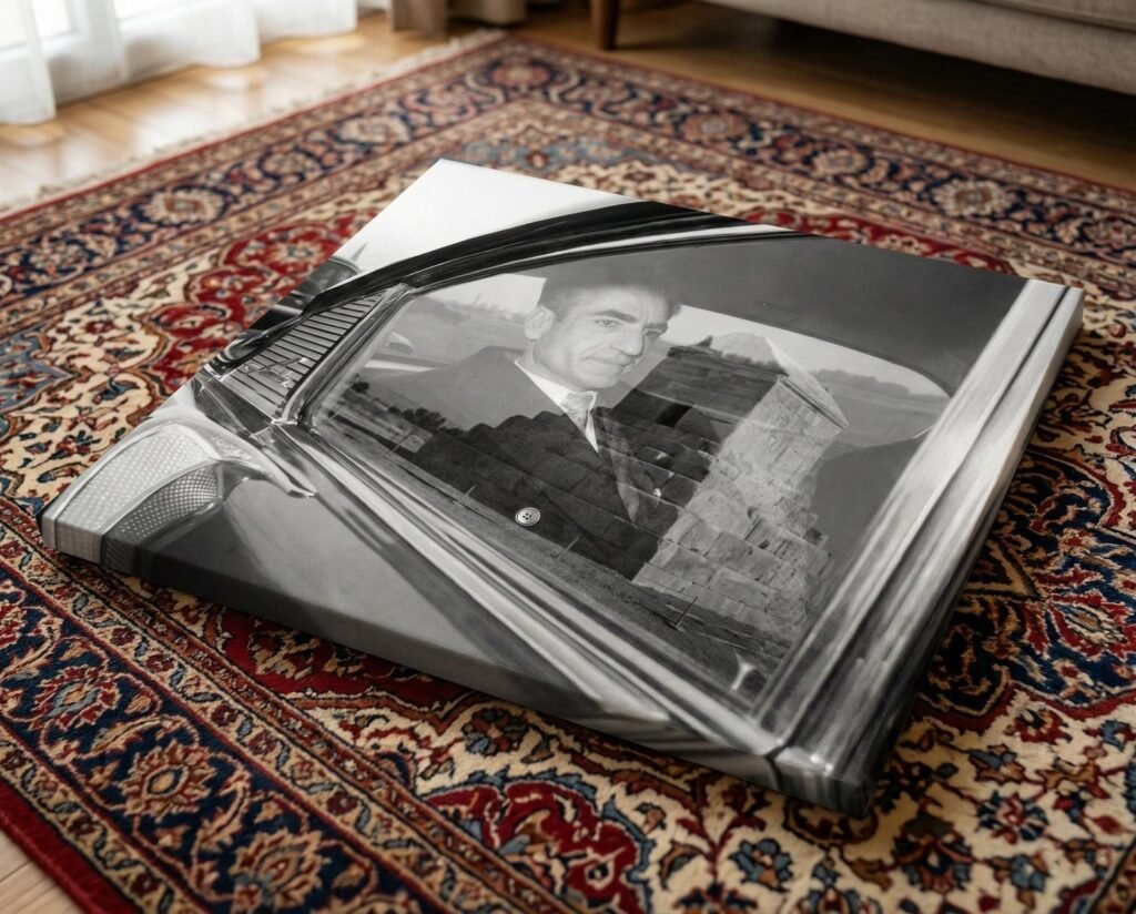 Mohammad Reza Shah Car Canvas Art – Pasargadae Reflection Historic Persian Decor — detail 6