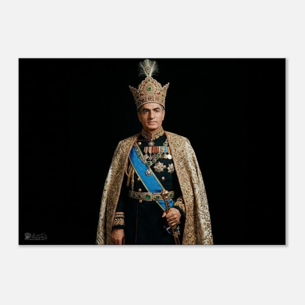 Mohammad Reza Shah Coronation Canvas Print – Pahlavi Royal Regalia Wall Art