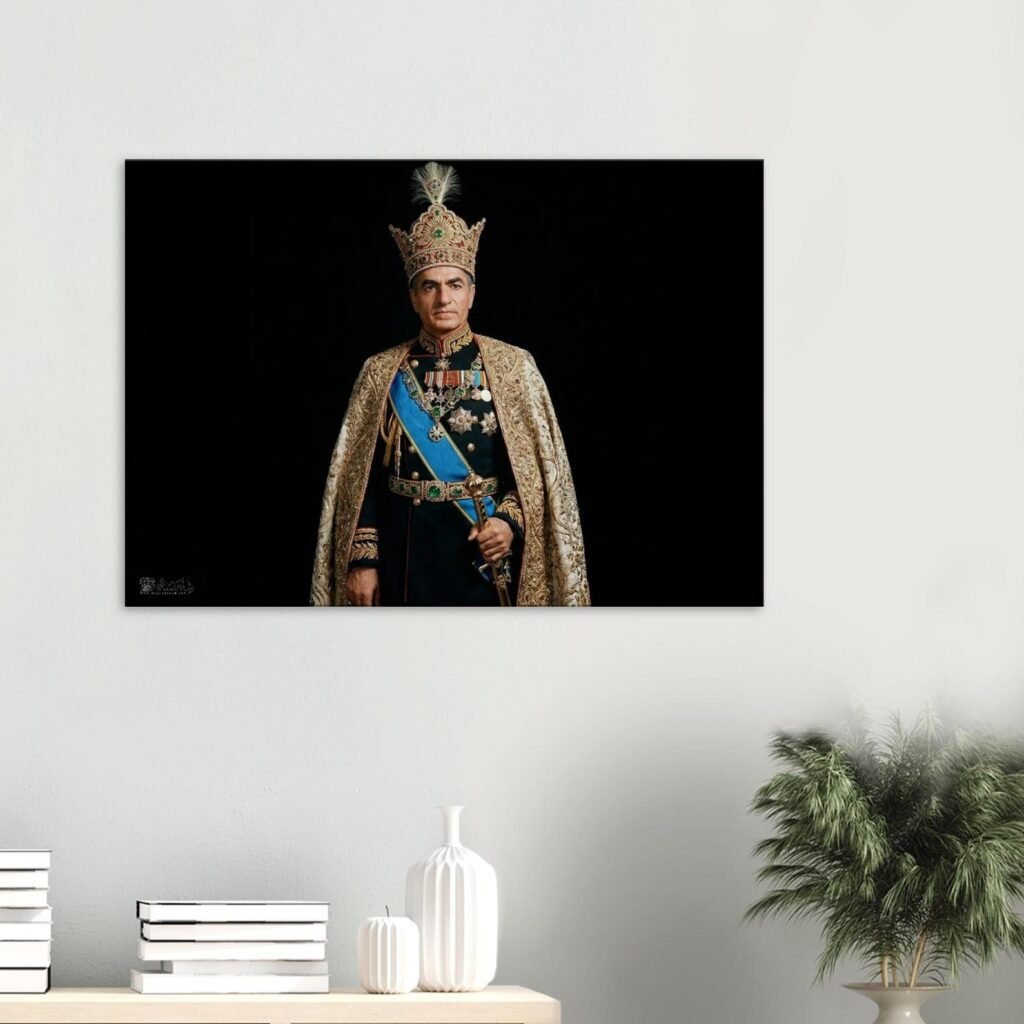Mohammad Reza Shah Coronation Canvas Print – Pahlavi Royal Regalia Wall Art — detail 2