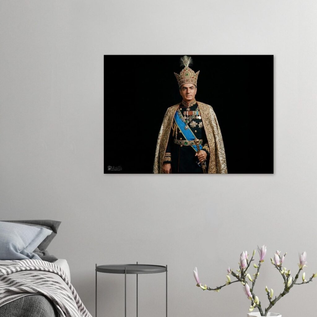 Mohammad Reza Shah Coronation Canvas Print – Pahlavi Royal Regalia Wall Art — detail 4