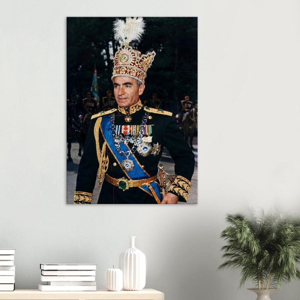 Mohammad Reza Shah Coronation Portrait Canvas Print – Persian Imperial Wall Art