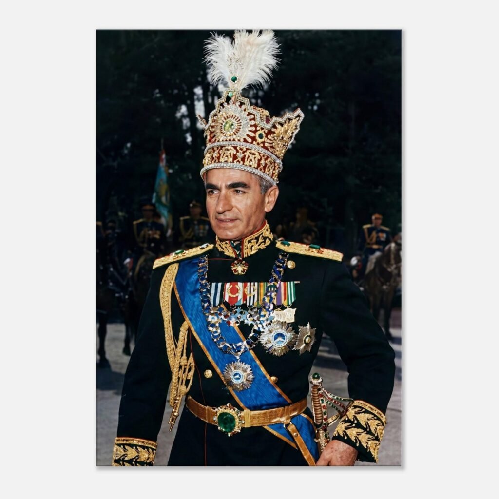 Mohammad Reza Shah Coronation Portrait Canvas Print – Persian Imperial Wall Art — detail 3