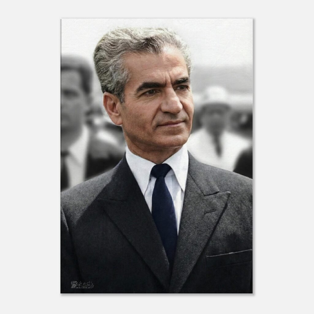 Mohammad Reza Shah Crowd Portrait Canvas Wall Art – Persian Royal Decor — detail 2