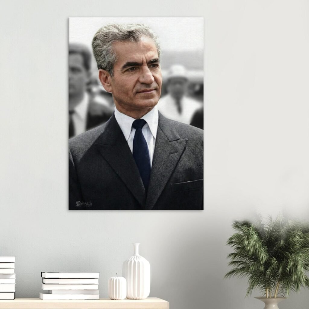Mohammad Reza Shah Crowd Portrait Canvas Wall Art – Persian Royal Decor — detail 3