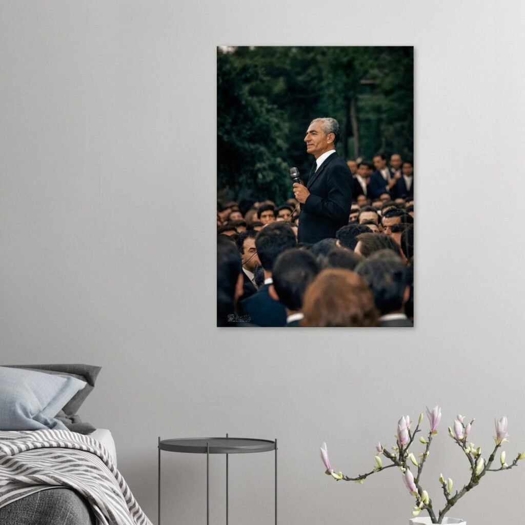 Mohammad Reza Shah Delivering a Public Speech – Historical Documentary Canvas — detail 2