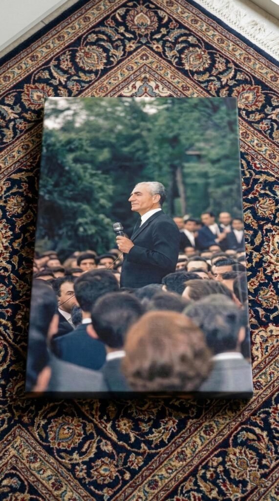 Mohammad Reza Shah Delivering a Public Speech – Historical Documentary Canvas — detail 4