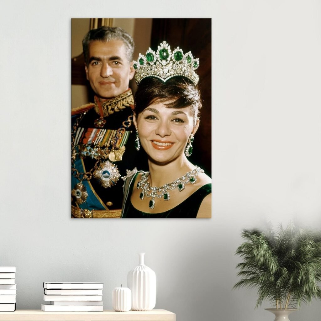 Mohammad Reza Shah Farah Coronation Portrait Canvas Wall Art – Persian Royal Decor