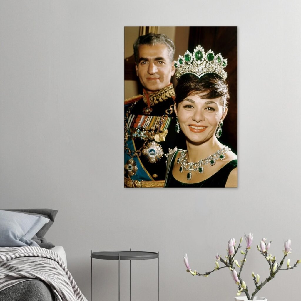 Mohammad Reza Shah Farah Coronation Portrait Canvas Wall Art – Persian Royal Decor — detail 2