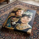 Mohammad Reza Shah Farah Coronation Portrait Canvas Wall Art – Persian Royal Decor — detail 4