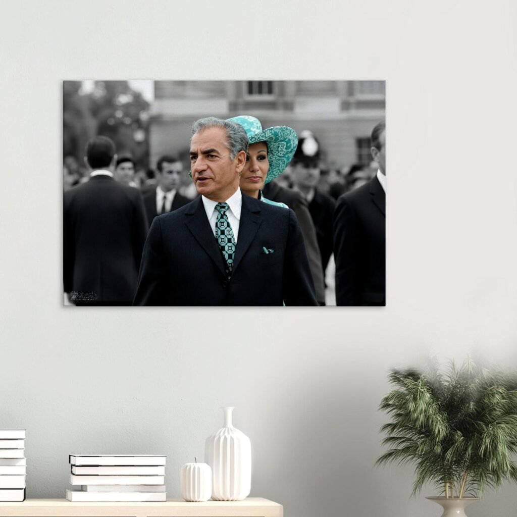 Mohammad Reza Shah Farah Diba Elegant Couple Canvas Wall Art – Persian Royal Decor