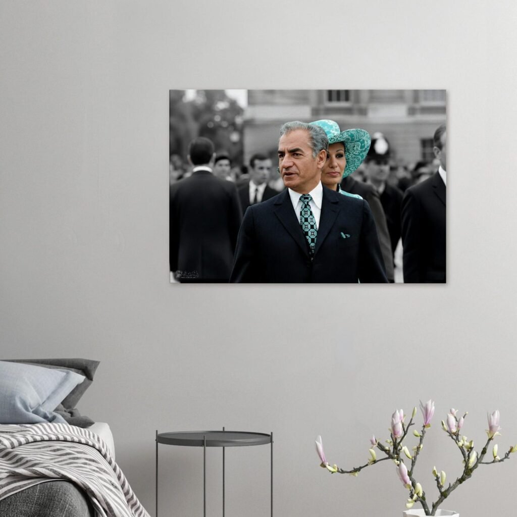 Mohammad Reza Shah Farah Diba Elegant Couple Canvas Wall Art – Persian Royal Decor — detail 4