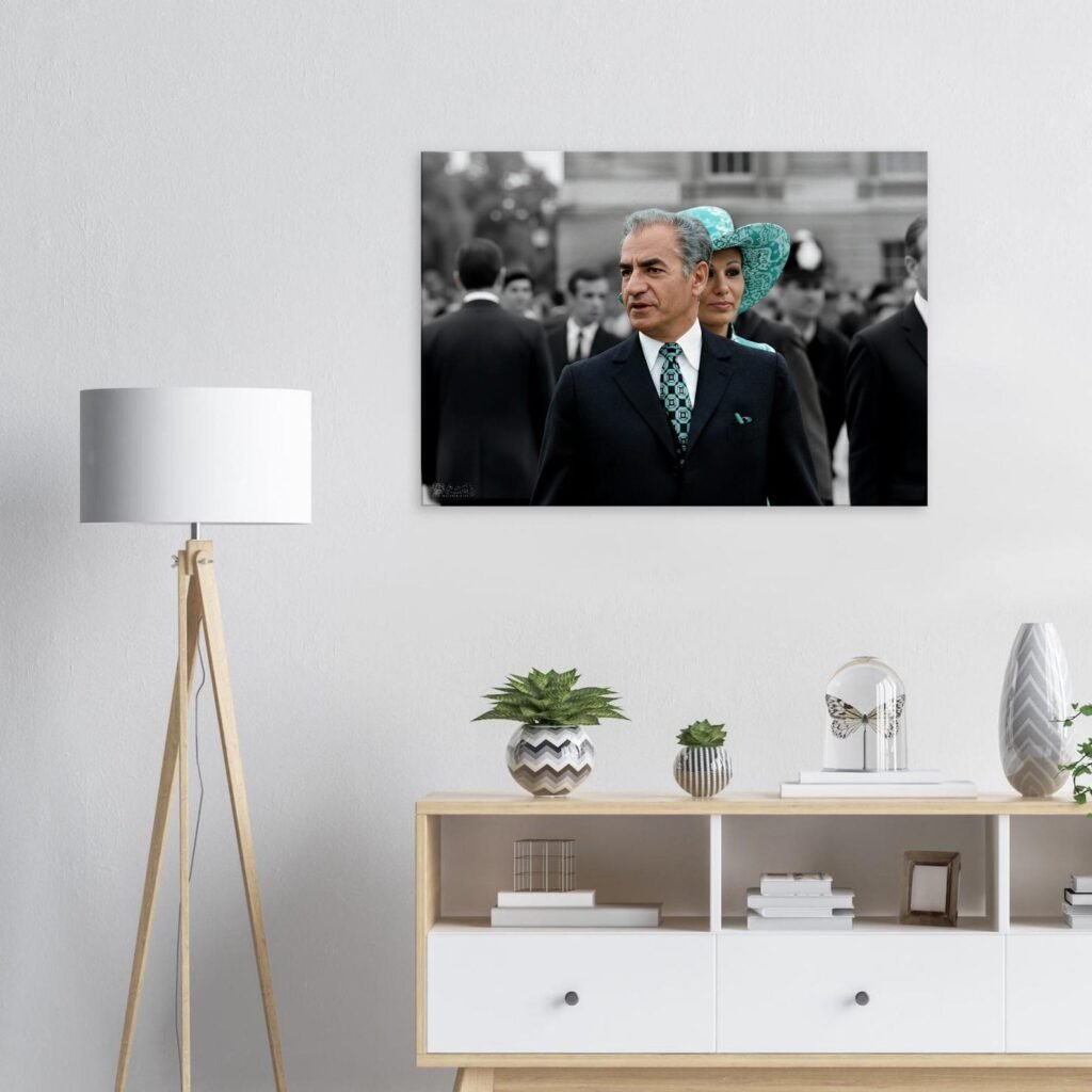 Mohammad Reza Shah Farah Diba Elegant Couple Canvas Wall Art – Persian Royal Decor — detail 5