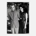 Mohammad Reza Shah Farah Diba Garden Portrait Canvas Wall Art – Persian Royal Decor — detail 2