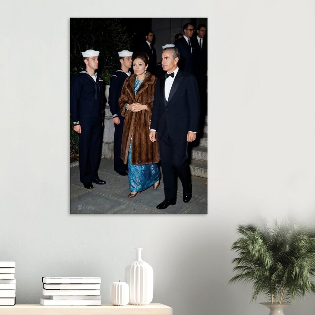 Mohammad Reza Shah Farah Naval Officers Canvas Wall Art – Persian Royal Decor