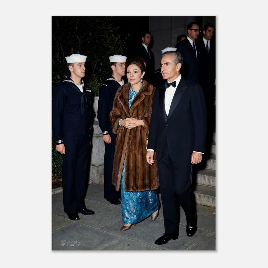 Mohammad Reza Shah Farah Naval Officers Canvas Wall Art – Persian Royal Decor — detail 2