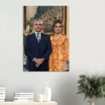 Mohammad Reza Shah Farah Pahlavi 1970s Portrait Canvas Wall Art – Persian Royal Decor