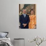 Mohammad Reza Shah Farah Pahlavi 1970s Portrait Canvas Wall Art – Persian Royal Decor — detail 2