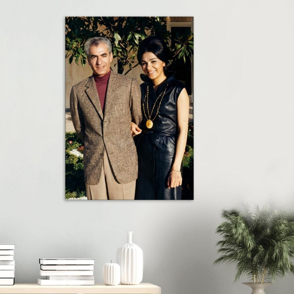 Mohammad Reza Shah Farah Pahlavi Canvas Print – 1970s Persian Royal Fashion Wall Art — detail 3