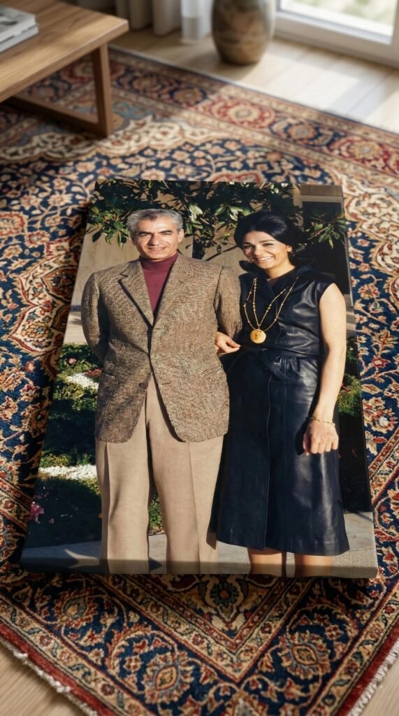 Mohammad Reza Shah Farah Pahlavi Canvas Print – 1970s Persian Royal Fashion Wall Art — detail 4