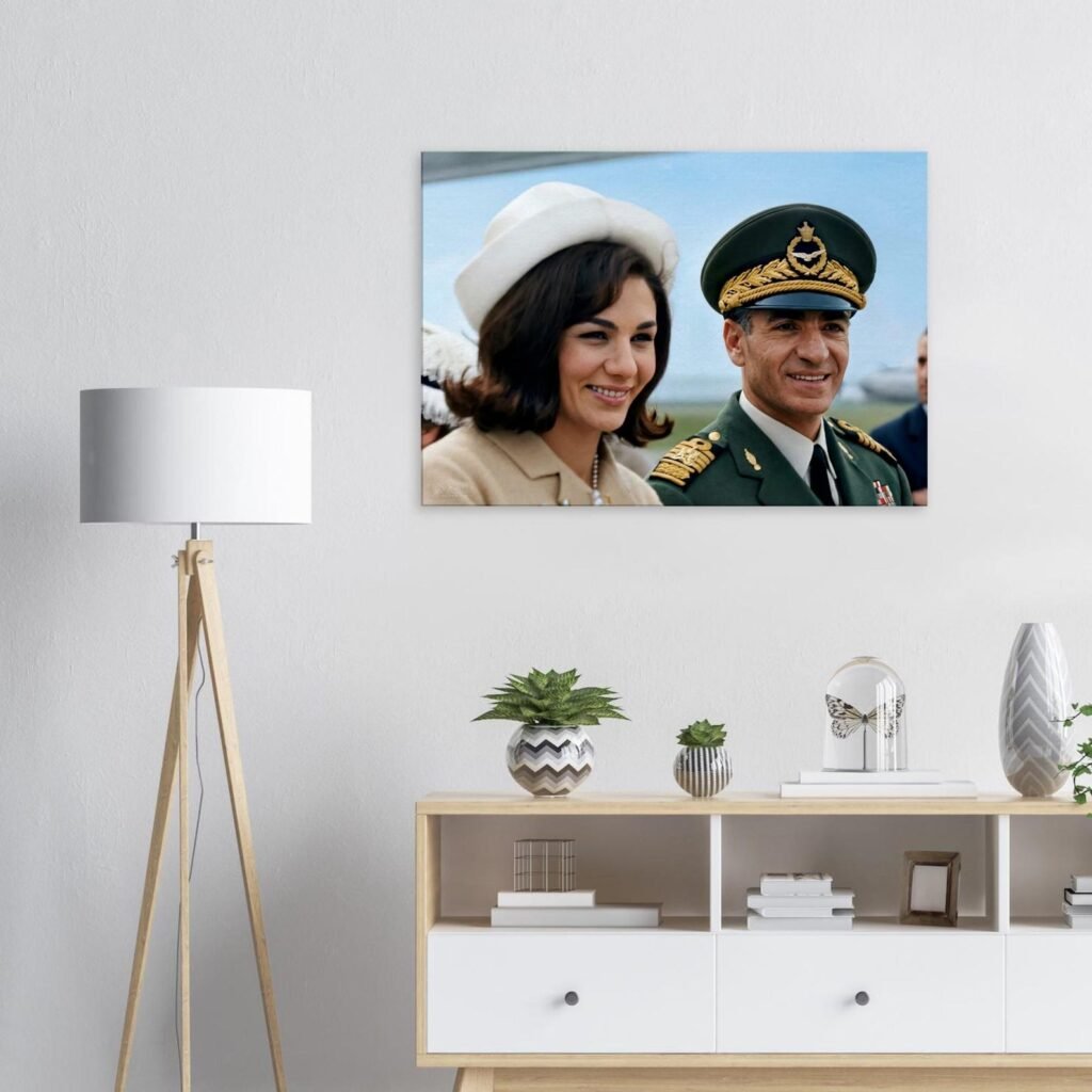 Mohammad Reza Shah Farah Pahlavi Official Arrival Canvas Print – Persian Royal Portrait Wall Art — detail 2