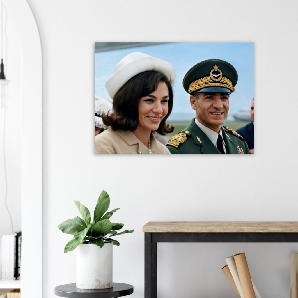 Mohammad Reza Shah Farah Pahlavi Official Arrival Canvas Print – Persian Royal Portrait Wall Art — detail 3