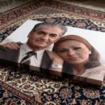 Mohammad Reza Shah Farah Pahlavi Romantic Portrait Canvas Wall Art – Persian Royal Decor — detail 11